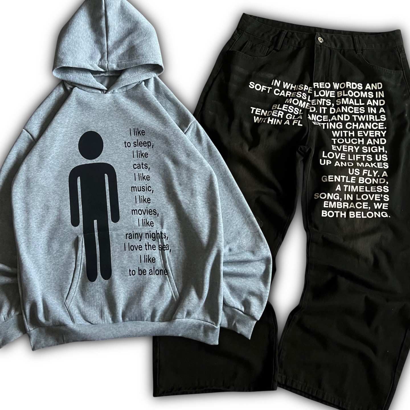 Women'S Fashion Hoodie - American Pattern Letter Jeans Y2K Men
