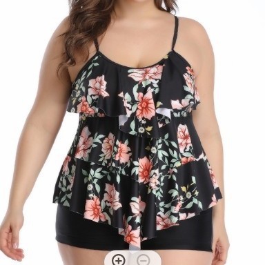 Crop Top Women - Tankini Woman Bikini Floral Print Plus
