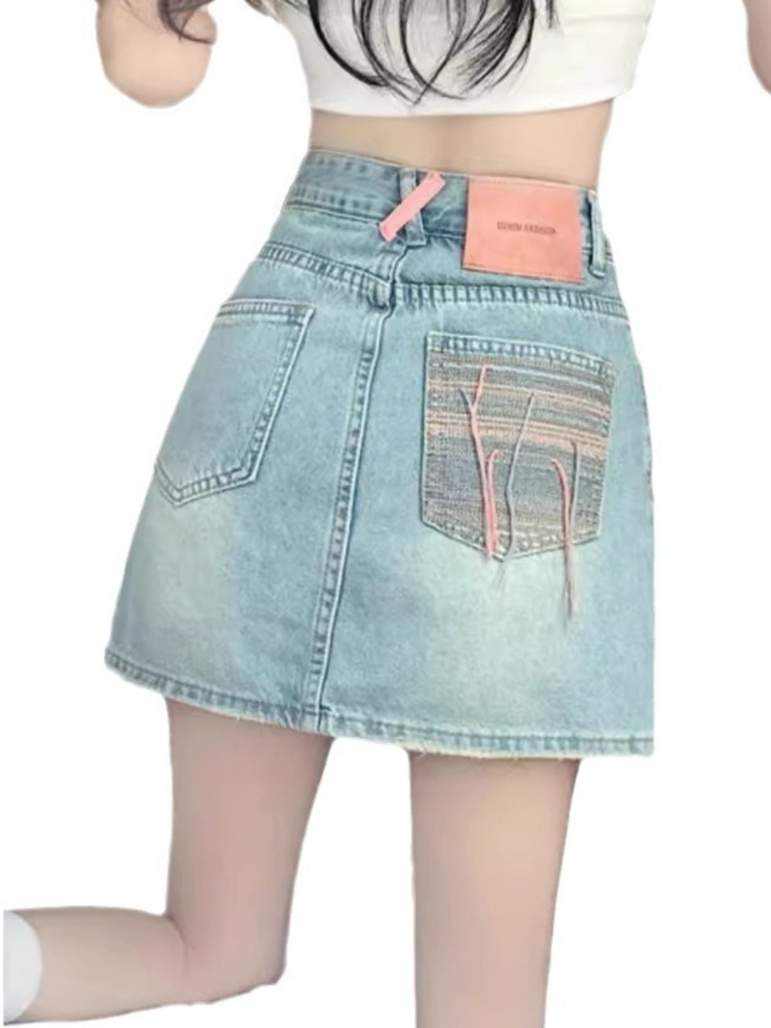 Denim Shorts Women - Women's Vintage Washed Denim Skort High