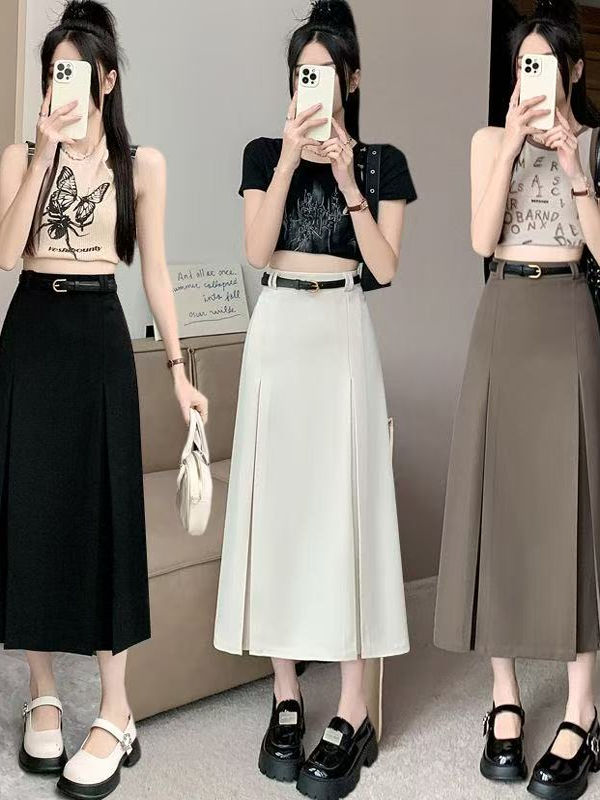 A-Line Skirt Midi - plus Size Suit Skirt High Waist