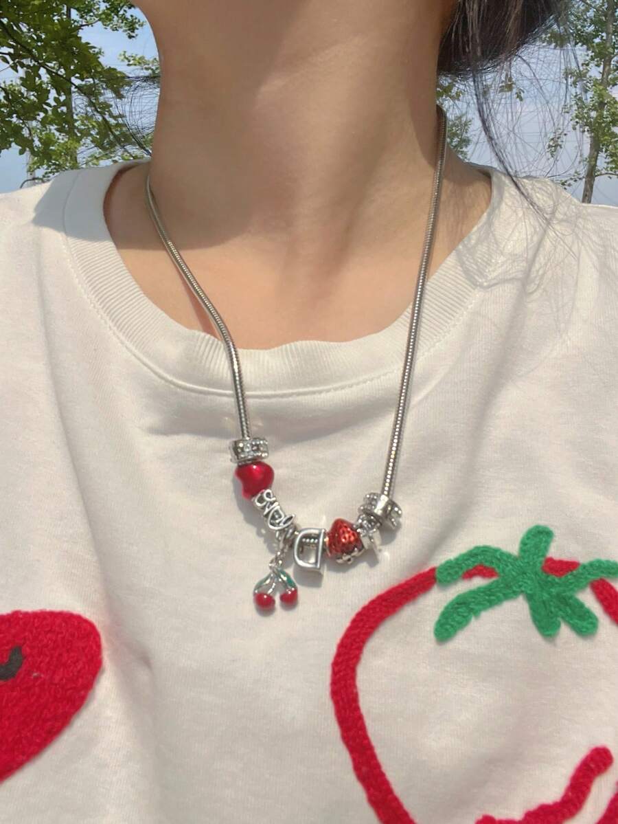 Women'S Fashion Renaissance Period - 1pc Retro Heart Necklace, Renaissance Teddy