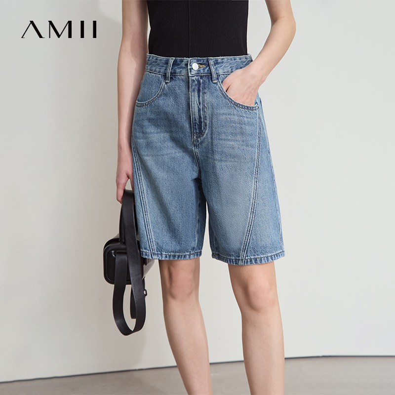 Denim Shorts Women - AMII Women Jeans Shorts Minimalist 2025