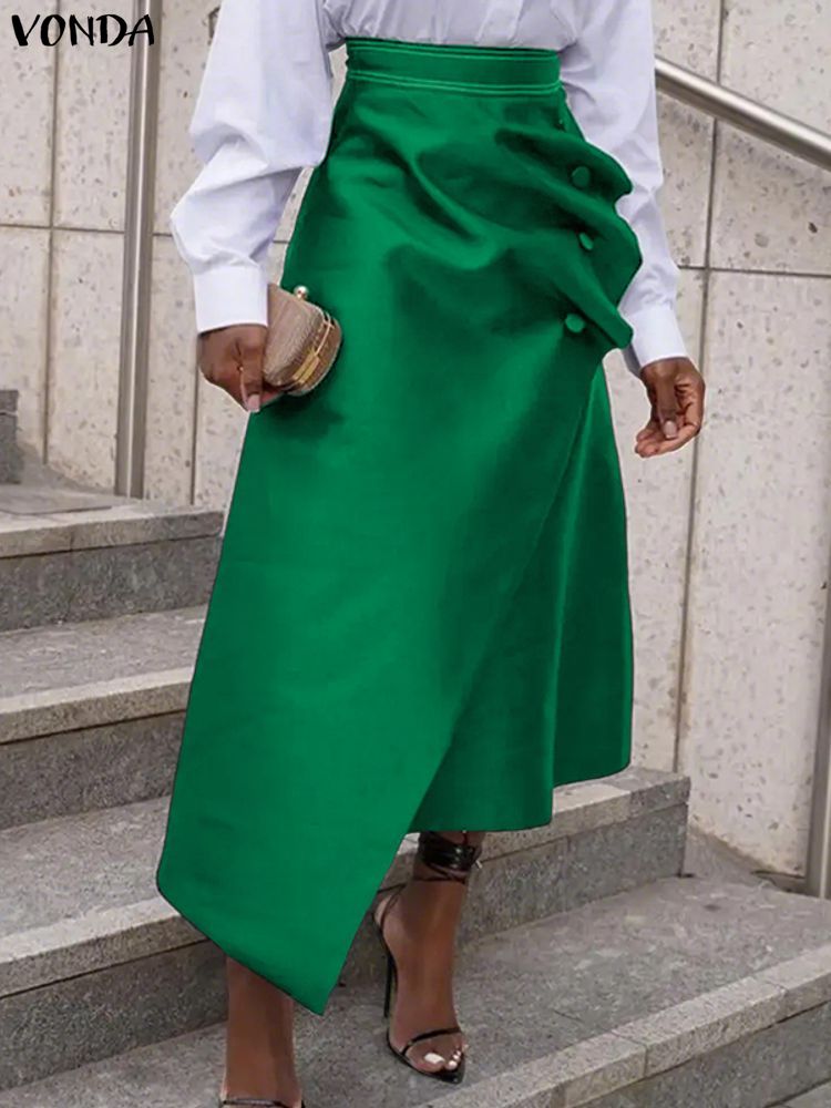 A-Line Skirt Midi - Plus Size Satin Skirts VONDA Elegant