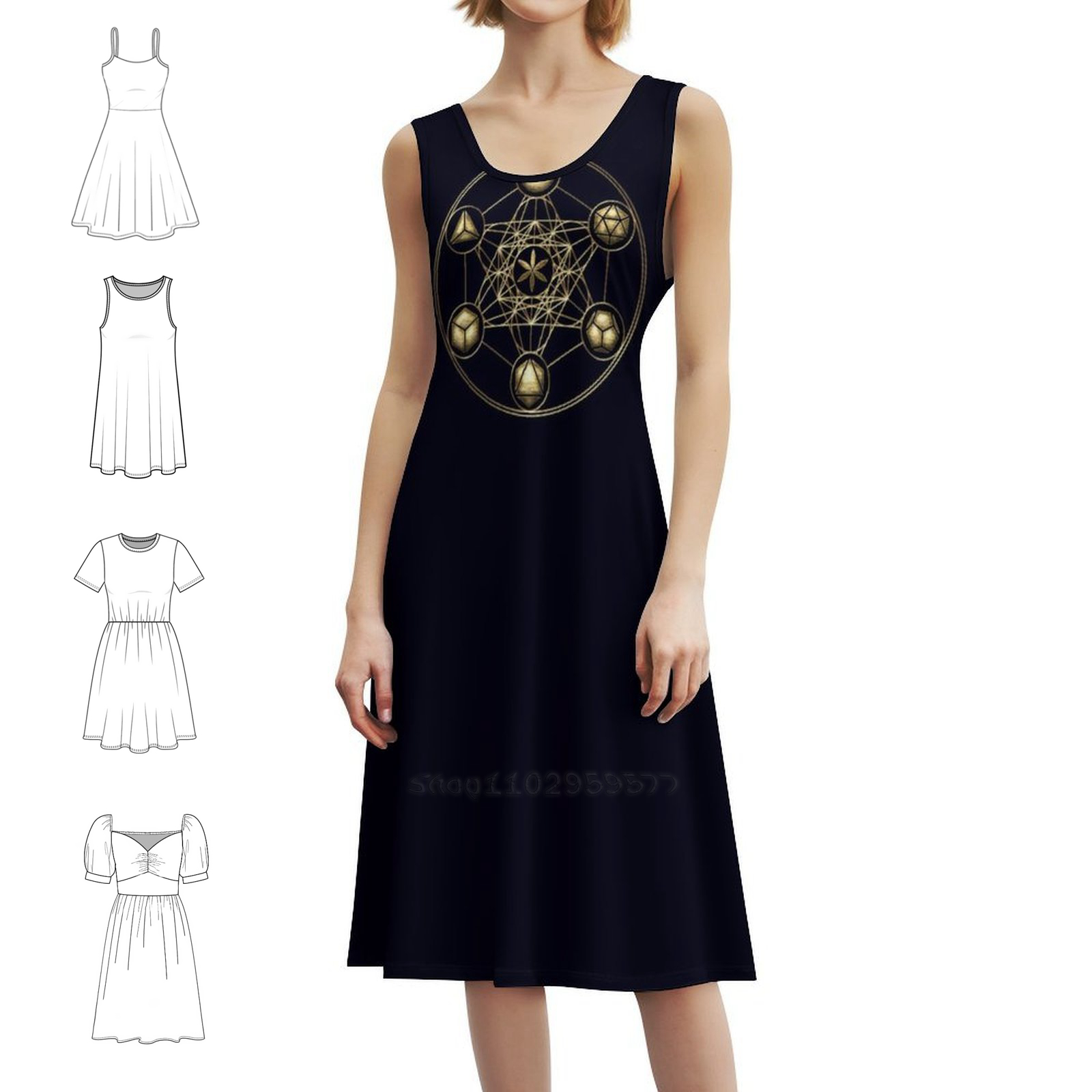 Platonic Solids Metatrons Cube - Women Fashion Gown 评论和价格
