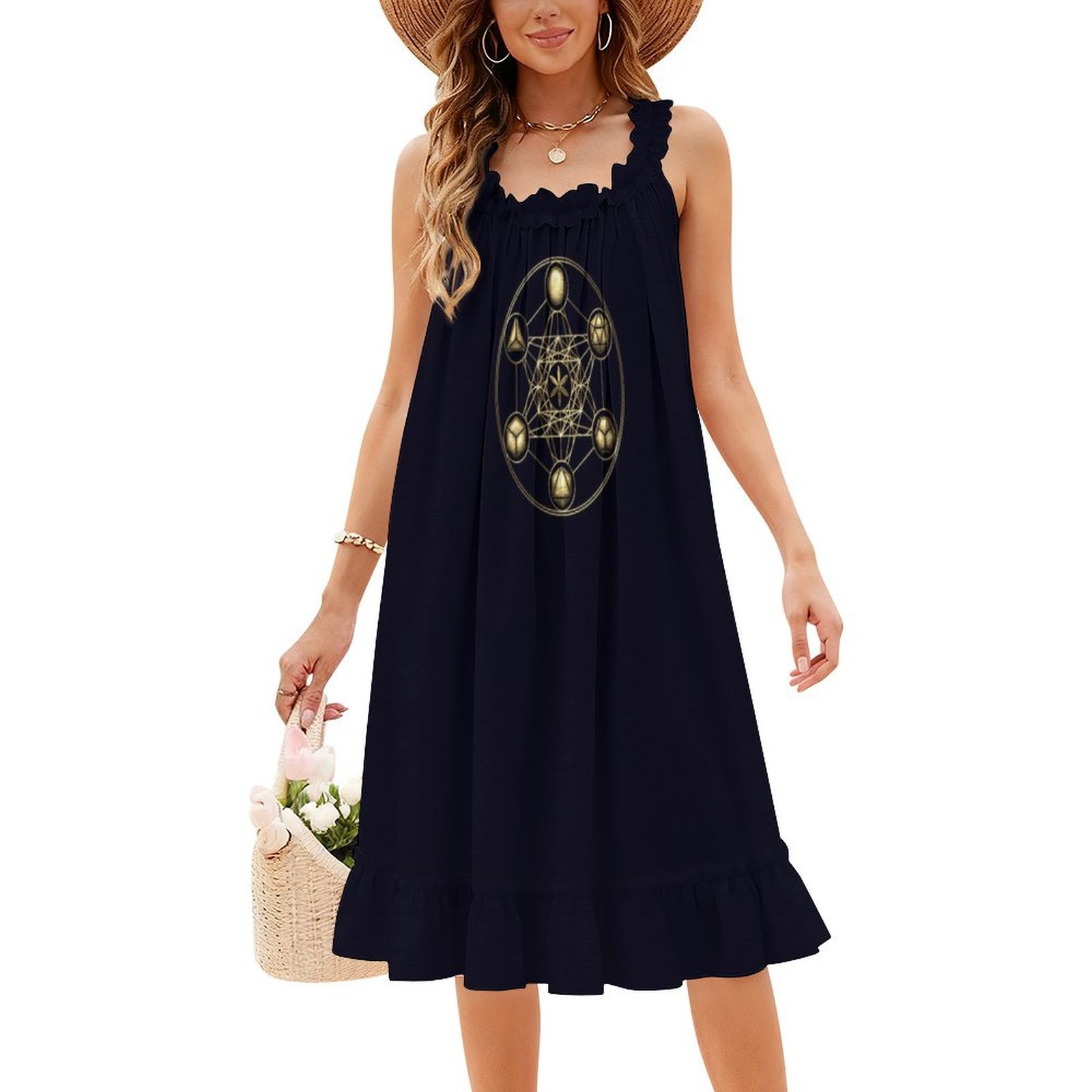 Platonic Solids Metatrons Cube - Women Fashion Gown 评论和价格
