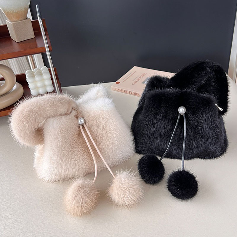 Y2K Real Mink Fur Handbag Wome - Women'S Real Y2K Fashion 评论和价格