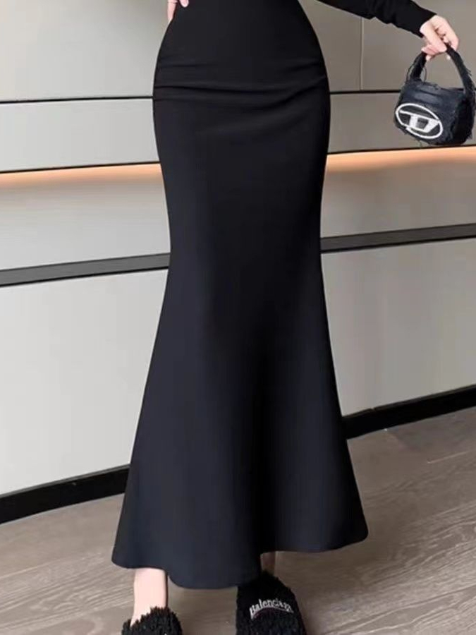 Fashionable Korean Style Pure  - A-Line Skirt Midi 评论和价格