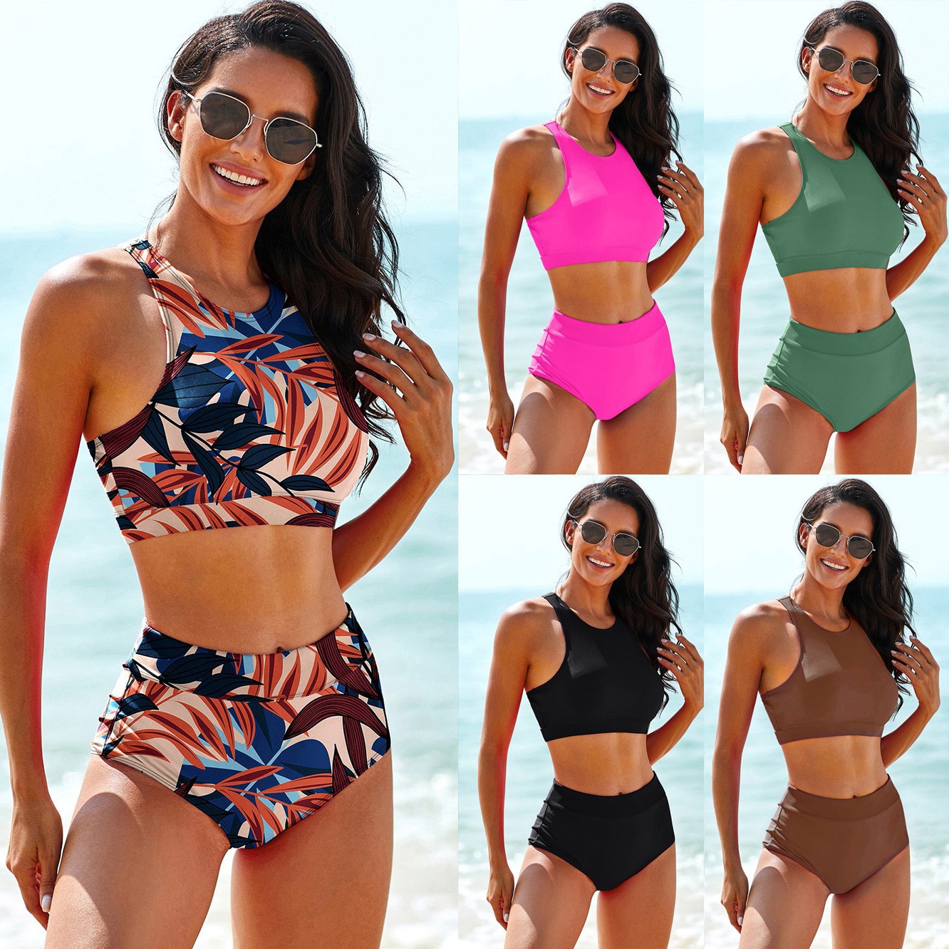 Woman Swimsuits Solid Color Ta - Crop Top Women 评论和价格