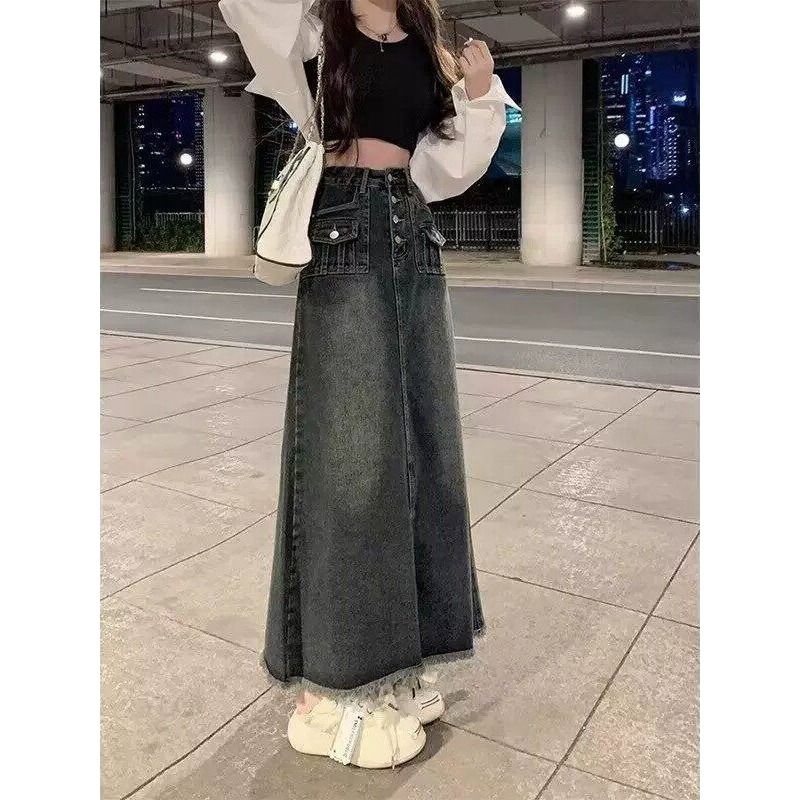 High Waist A-Line Midi Denim S - A-Line Skirt Midi 评论和价格