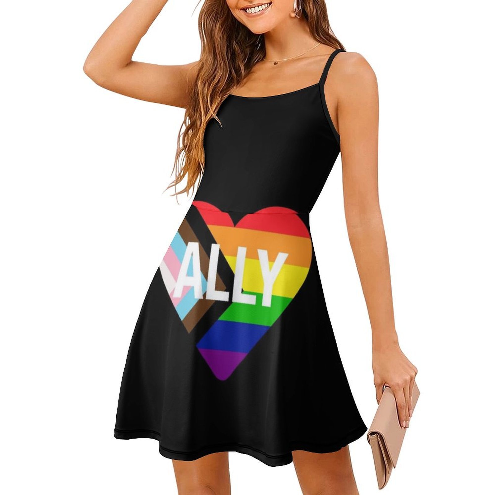 Progress Pride Flag Heart Ally - Women Fashion Gown 评论和价格