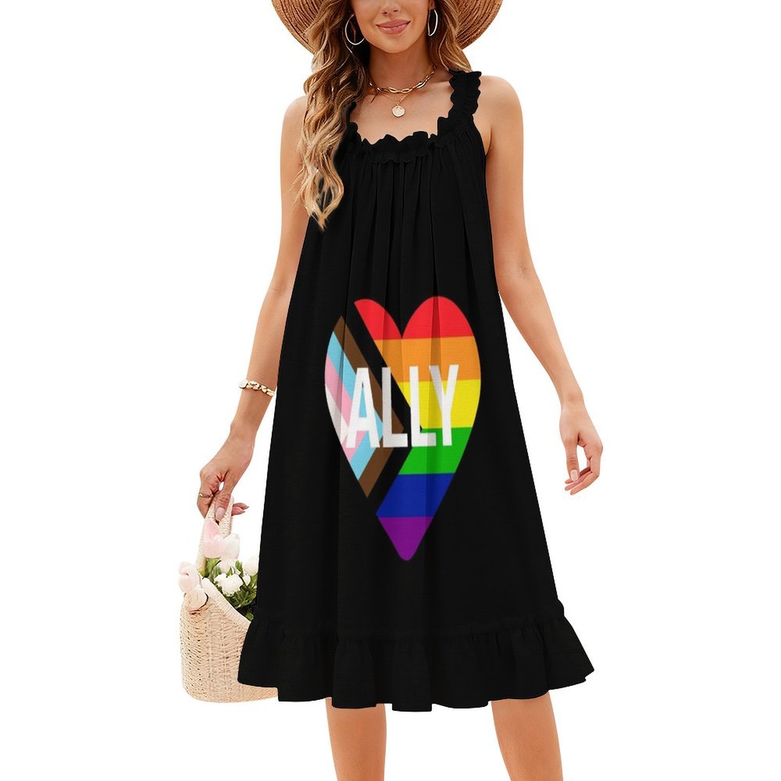 Progress Pride Flag Heart Ally - Women Fashion Gown 评论和价格