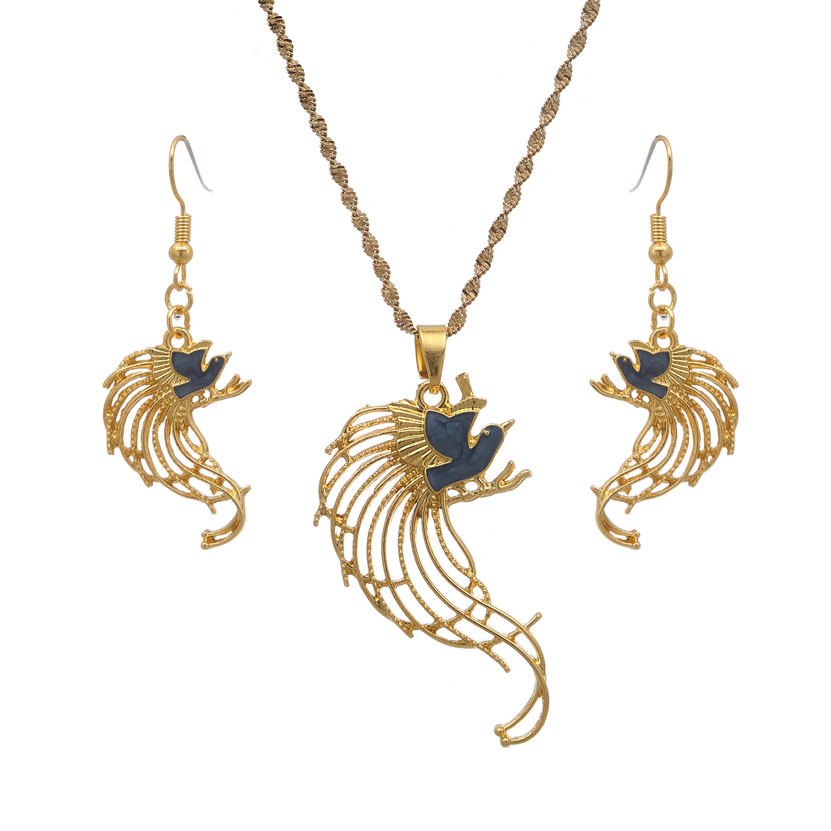 Bird Necklace Earrings Set for - Women Fashion Png 评论和价格