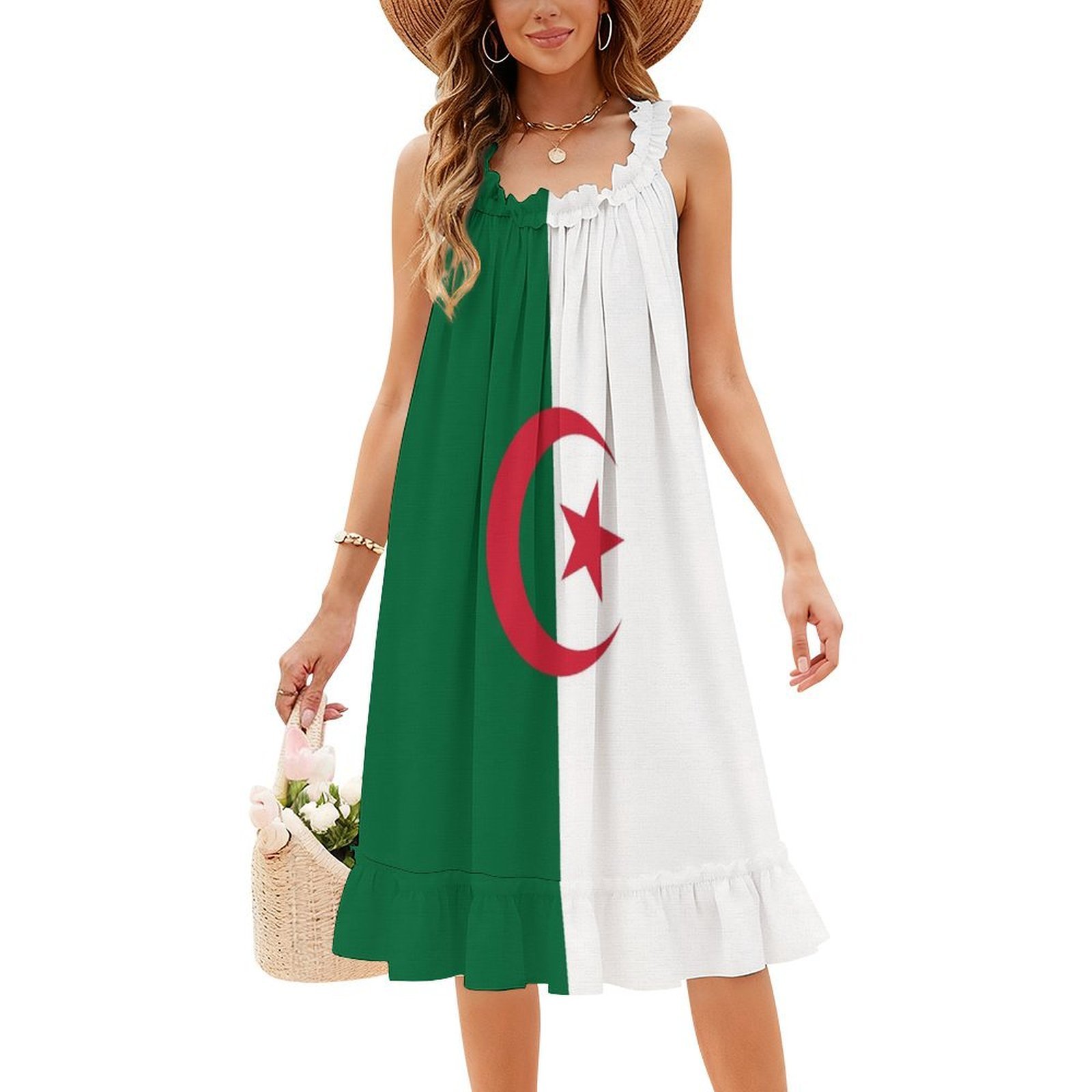Algerian Flag Boho Chic Dress  - Women Fashion Gown 评论和价格