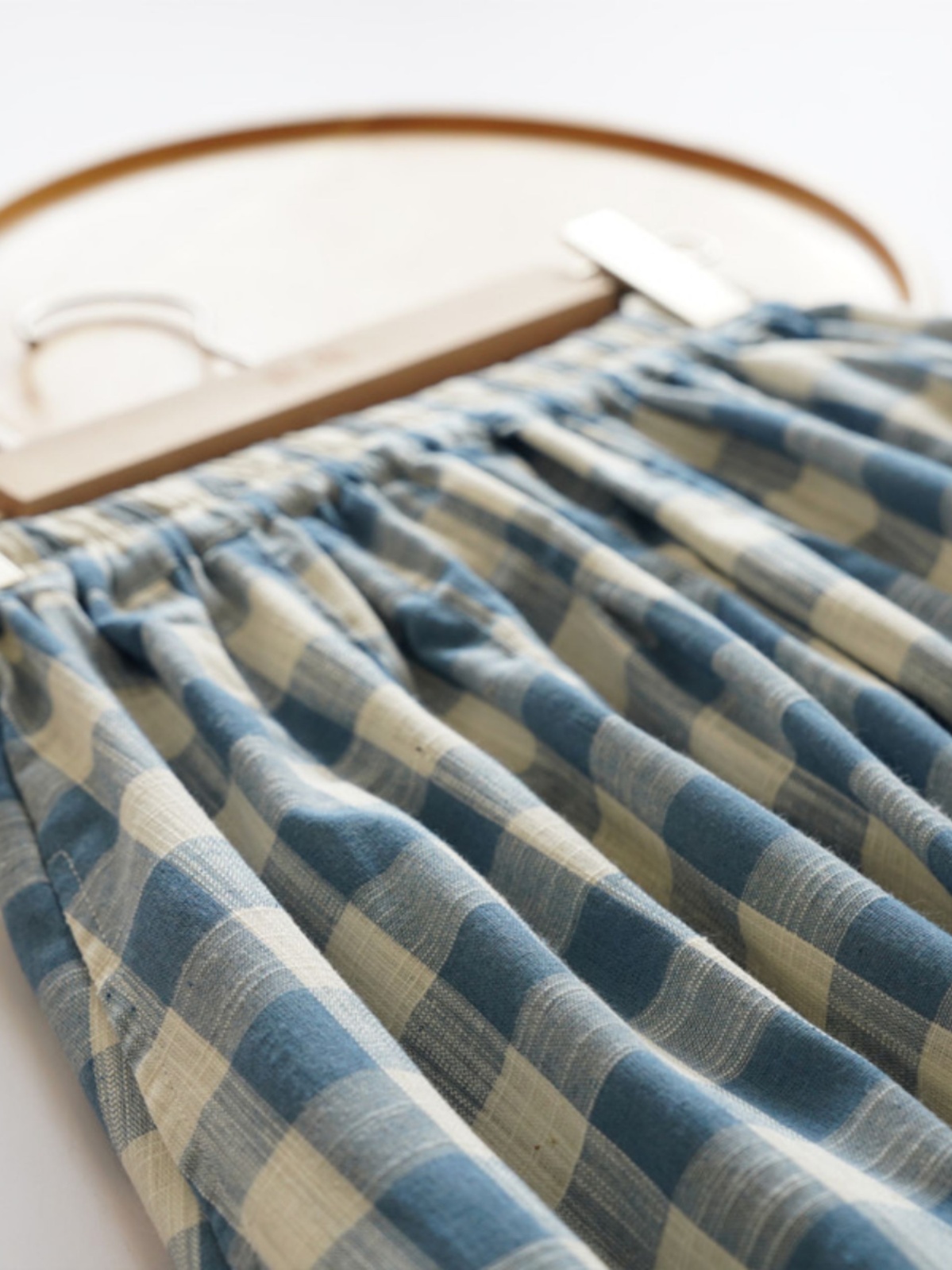 Loose Midi Blue Plaid Bamboo C - A-Line Skirt Midi 评论和价格