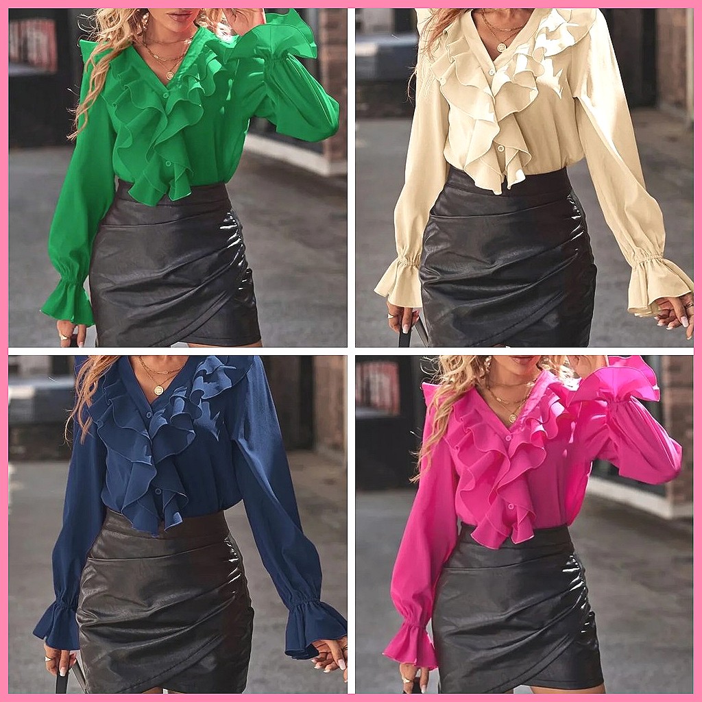 2025 Fashion V-Neck Ruffle Fla - Women'S Fashion For 2025 评论和价格