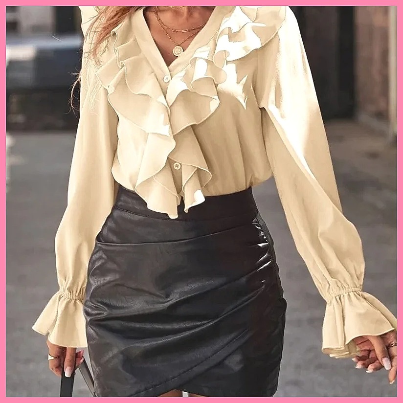 2025 Fashion V-Neck Ruffle Fla - Women'S Fashion For 2025 评论和价格