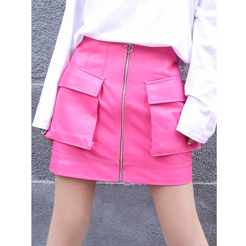 M-3XL Fashion Pink Real Leathe - Women'S Real Y2K Fashion 评论和价格