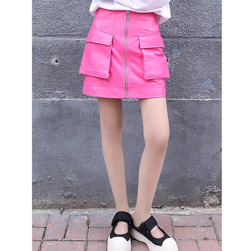 M-3XL Fashion Pink Real Leathe - Women'S Real Y2K Fashion 评论和价格