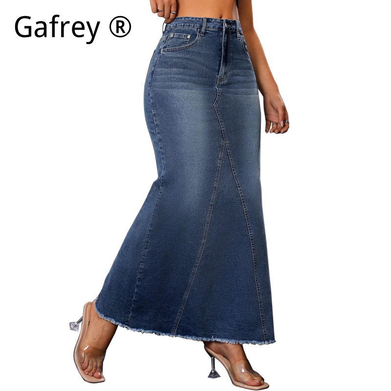 Women Denim Midi Skirt High Wa - A-Line Skirt Midi 评论和价格