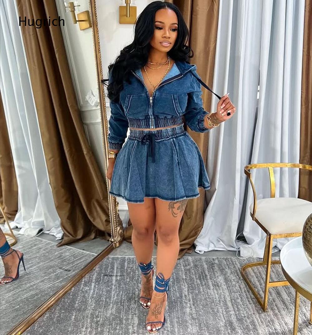 Hooded Long Sleeve Skort Rompe - Denim Shorts Women 评论和价格