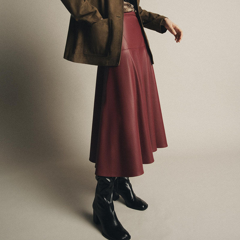 Ele Faionable Loose A-Line Fau - A-Line Skirt Midi 评论和价格