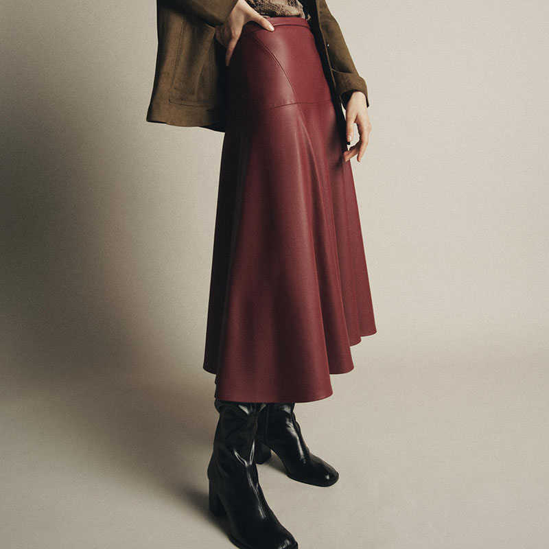 Ele Faionable Loose A-Line Fau - A-Line Skirt Midi 评论和价格