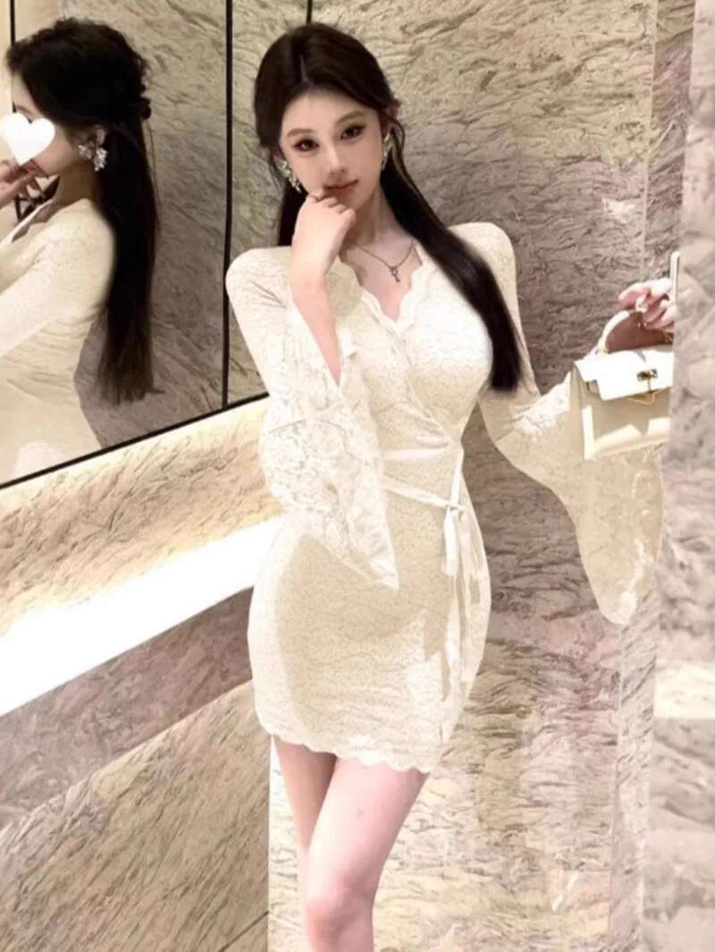 Sexy Lace Bell Sleeve Dress Wo - Women Fashion Dress Names 评论和价格