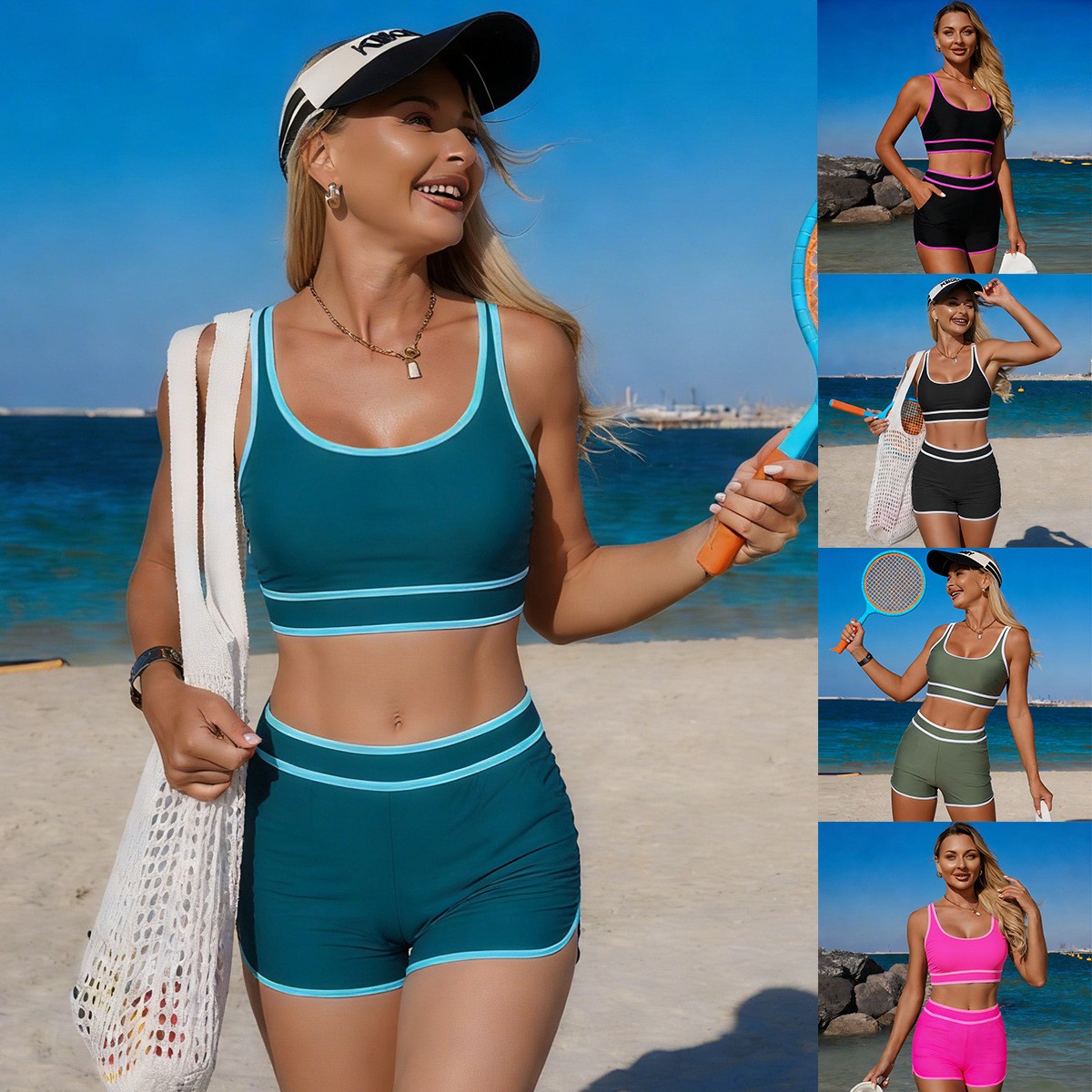 Olive Green Bikini Sleeveless  - Crop Top Women 评论和价格