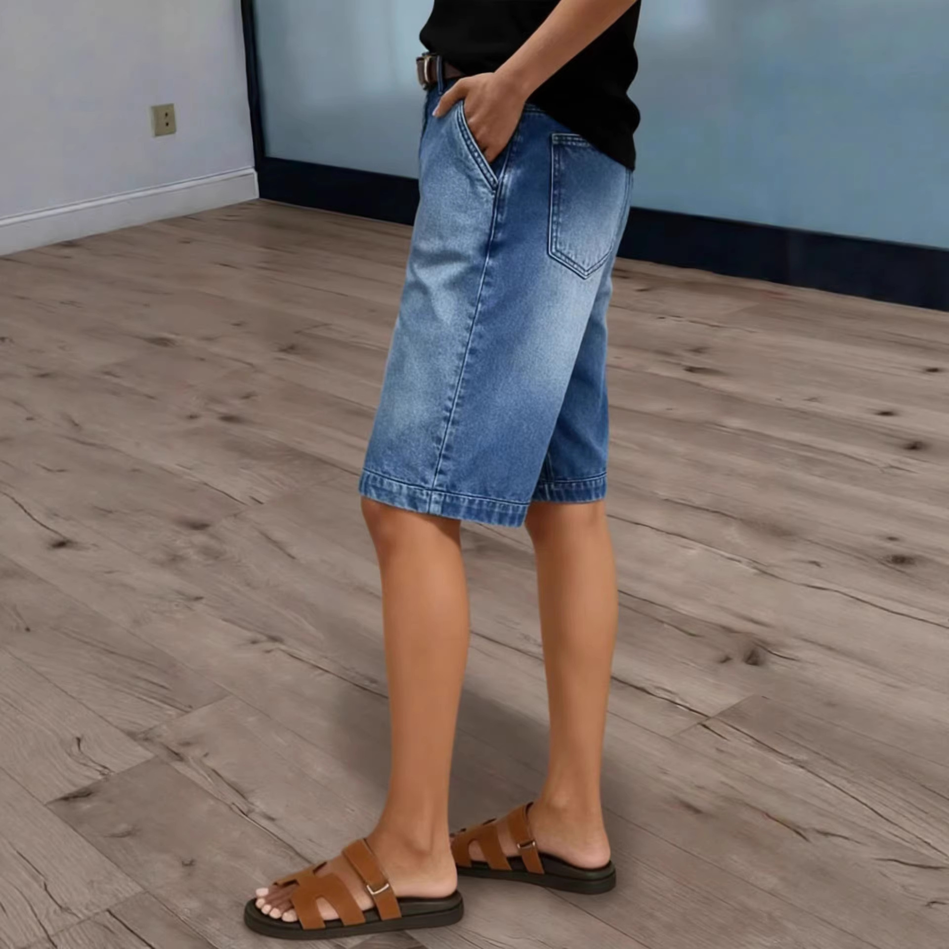 Women Knee Length Denim Shorts - Denim Shorts Women 评论和价格