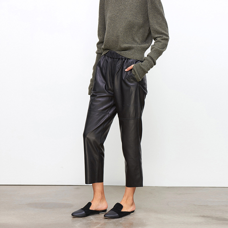Genuine Leather Harem Pants Wo - Women'S Real Y2K Fashion 评论和价格