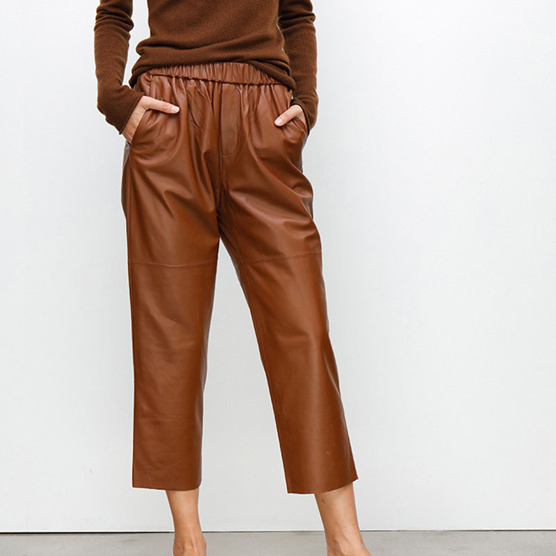 Genuine Leather Harem Pants Wo - Women'S Real Y2K Fashion 评论和价格