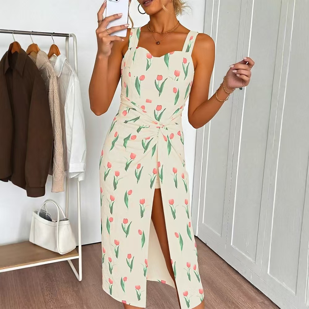 Fashionable Floral Print Crop  - A-Line Skirt Midi 评论和价格