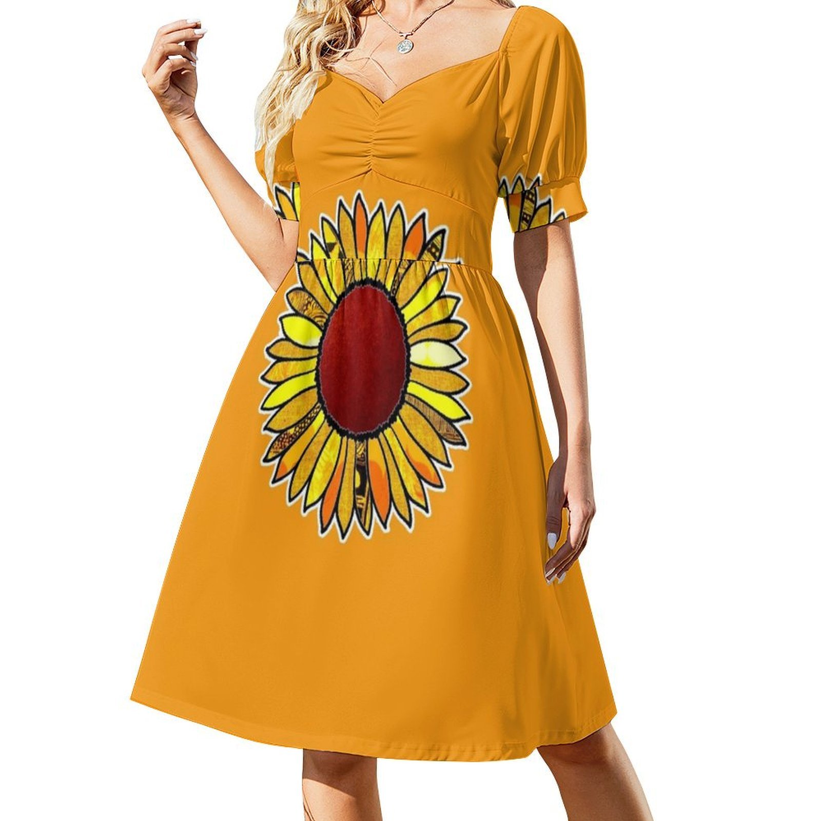 Retro Sunflower Boho Chic Dres - Women Fashion Gown 评论和价格