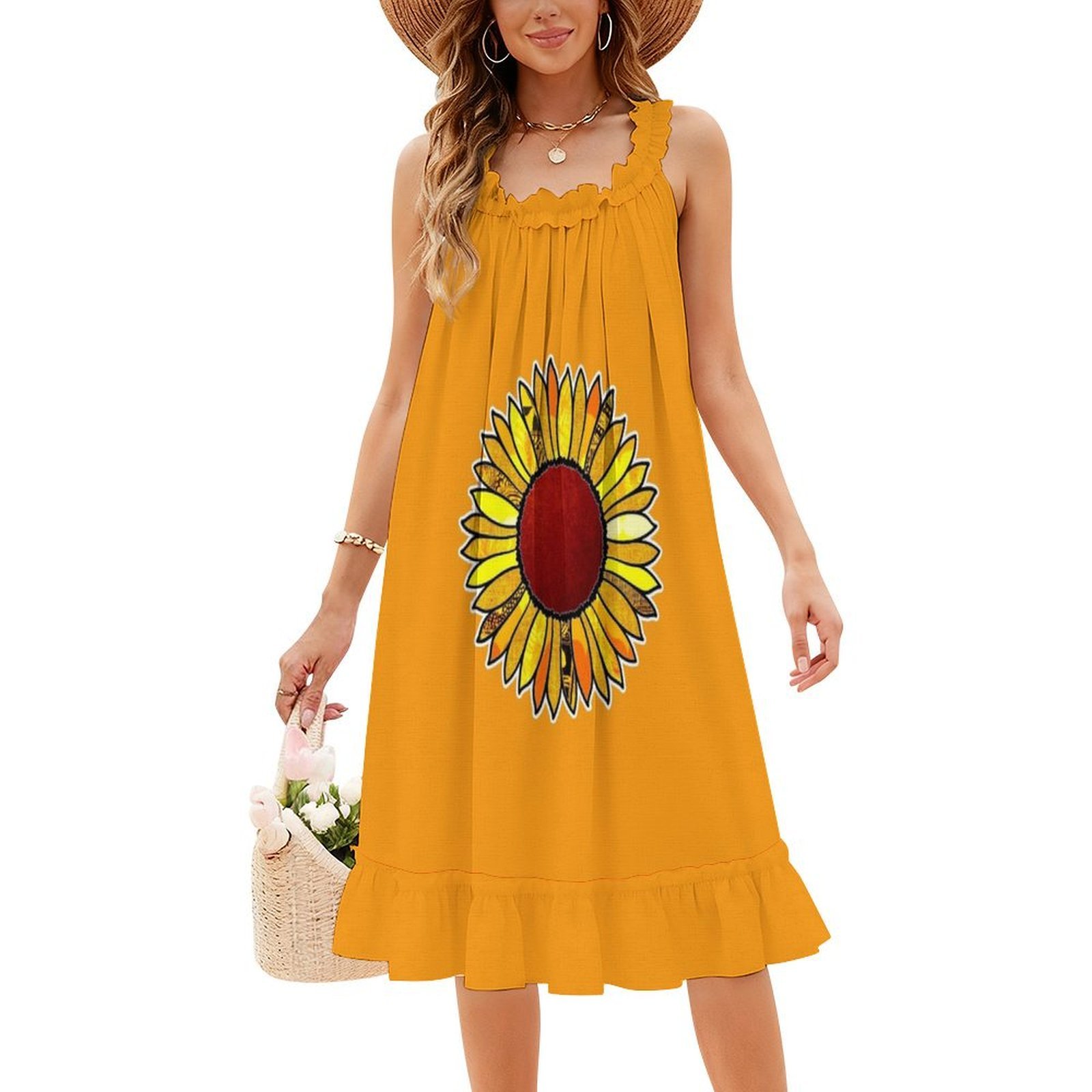 Retro Sunflower Boho Chic Dres - Women Fashion Gown 评论和价格