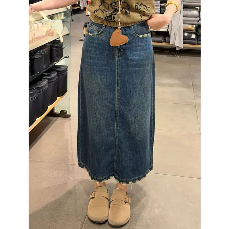 Ruffle Hem Embroidered Word De - A-Line Skirt Midi 评论和价格