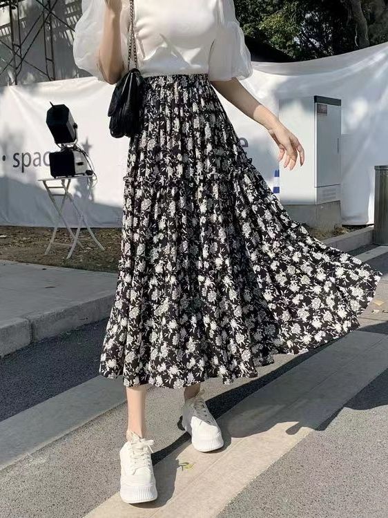Floral Print A-Line Midi Skirt - A-Line Skirt Midi 评论和价格