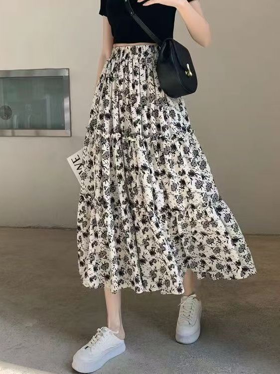 Floral Print A-Line Midi Skirt - A-Line Skirt Midi 评论和价格